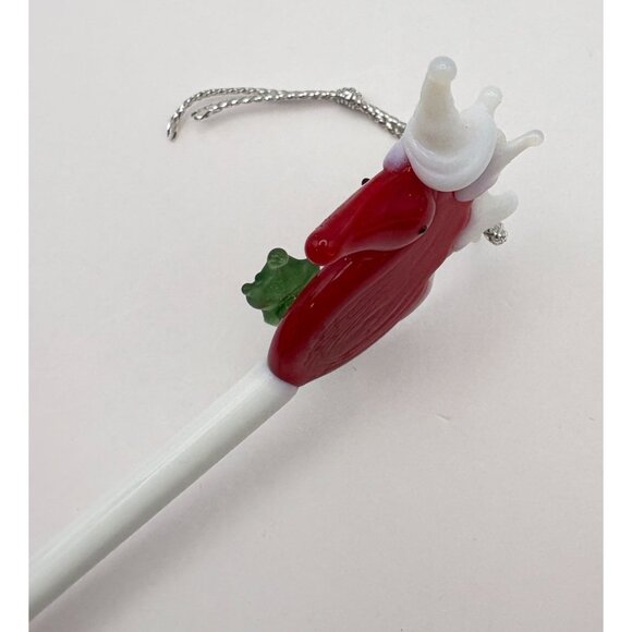 Vintage Glass Unicorn Stick Christmas Tree Ornament Swizzle Style Holly Accent - Picture 4 of 7